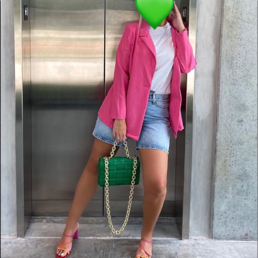 Missguided Hot Pink Linen Oversized Blazer